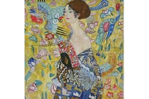 max stitch design Kit de punto de cruz de algodón con diseño de mujer con abanico, 100 % algodón, 14 unidades, 300 x 300 puntadas, 54 x 54 cm