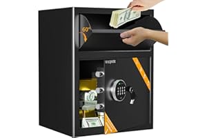 WASJOYE Caja fuerte para armario de depósito – 70 L de tamaño grande con cerradura de teclado digital y antirrobo, caja de seguridad de negocios con función de alarma, caja grande con ranura para