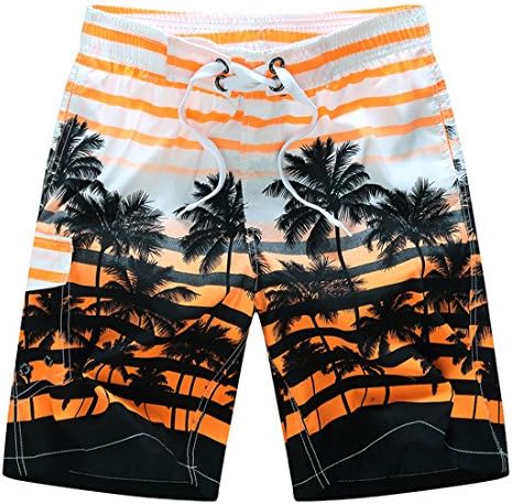 Dfrei Mens Beach Shorts Swim Trunks,Men's Shorts Quick Dry Beach Surfing Running Swimming Watershort (Orange, XXXL)