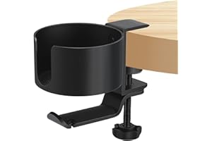 MINGZHE Uchwyt na kubek na biurko, obracany o 360° uchwyt na słuchawki aluminiowy stojak na słuchawki hak na słuchawki, uchwyt na kubek zapobiegający rozlewaniu się 2 w 1, łatwa instalacja (czarny)
