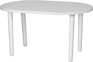 Resol Gala 4 Seater Garden Table - White - 73cm x 140cm - Heavy Duty Polypropylene Plastic Outdoor Plastic Oval-Shaped Patio Dining Table for Garden, Patio, Outdoor, Beach, Pool