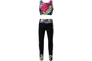 iiniim Mädchen Sport Kleidung Set Jogginganzug Farbblock Sport BH Crop Top mit Leggings Sport Hose Jogger Tanz Yoga Trainingsanzug