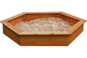 Big Game Hunters Large 1.5 Meter Hexagonal Wooden Sandpit with Weatherproof Cover and Underlay