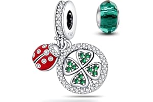 HappyStar colgante de plata 925 abalorios para pulseras,Colgante Abalorios Charms Bead compatible con Pandora y europeos pulseras y collares （Con perlas de aislamiento）