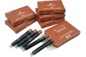 EROFA Hongdian Cartucce di Inchiostro per Penna Stilografica, Colore Marrone, Confezione da 30 Cartucce di Ricarica, Diametro del Foro di 3,4 mm