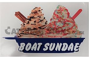 SOLO SIGNS UK Boat Sundae Whippy Ice Cream Sticker - 210mm x 125mm vinyl die cut decal
