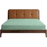 Lirex Fitted Sheet, 150 x 200 cm, 100% Cotton, 300 Thread Count, Soft Breathable Fitted Sheet, Light Green