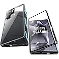 Azonee for Samsung Galaxy S24 Ultra Case, Screen Protector+Camera Protector+Safety Lock, Double Sided Clear Tempered Glass Full Screen Covered Magnetic Adsorption Metal Bumper (Black)