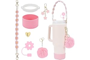 Glvomazty Set de Accesorios Para Stanley Cup incluye Tapones para Pajitas, Mango de Botella de Agua, Protector de Fondo de Silicona adecuado para Stanley Quencher 30 y 40oz