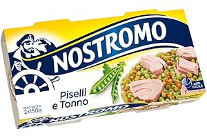 Nostromo Tonno con Piselli 150g – 2 Lattine Piatto Completo Pronto da Gustare, Apertura Facile – Pasto Veloce Ricco di Proteine, Senza Conservanti