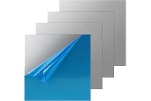 LALAGO 4 piezas 15 x 15cm Chapa de Acero Inoxidable 304, Placas de Acero Inoxidable de Espesor 0,5mm, Hoja de Acero Inoxidable con Lámina de Doble Cara para Reparaciones, Soldadura y Bricolaje