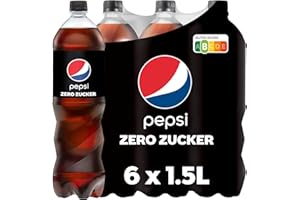 Pepsi Zero Zucker, Das zuckerfreie Erfrischungsgetränk von Pepsi ohne Kalorien, Koffeinhaltige Cola in der Flasche, EINWEG (6