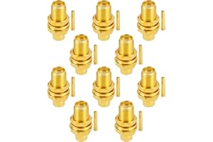 Vecys 10 PCS SMA Złącza SMA Żeński Grodziowe Lutowane Złącze dla RG402 .141" Półsztywny Kabel Koncentryczny RF