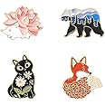 Chichengnian 4pcs APPAREL_PIN Pin Included Feature: 4 Enamel Pins of Different Cartoon Animal Styles