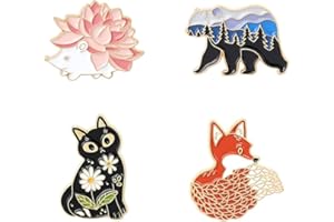 Chichengnian 4pcs APPAREL_PIN Pin Included Feature: 4 Enamel Pins of Different Cartoon Animal Styles