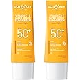 Dot & Key Vitamin C + E Super Bright Sunscreen SPF 50 Combo (Pack of 2, 50gm each) | Water-Light, UVA/UVB & Blue Light Protection | For Even Toned & Glowing Skin | No White Cast, | For All Skin Types