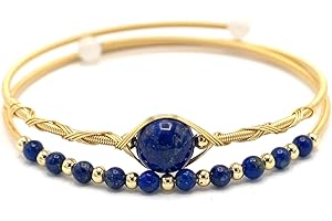 Miracles Minéraux Bracelet Artisanal Plaqué Or, Perles Naturelles, Taille Réglable| énergie spirituel | chakras bienêtre