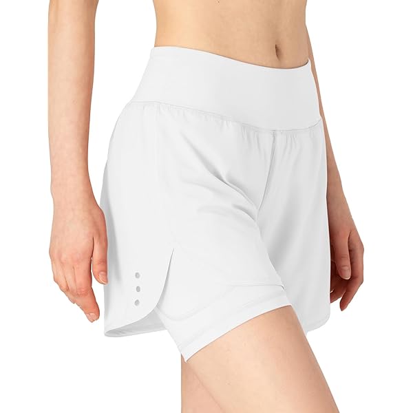 BebreezChic Dames Hoge Taille Hardloopshorts Zomer 2-in-1 Sportshort Sneldrogende Atletische Yoga Trainingsshorts met Ritsvak, D-zwart, M