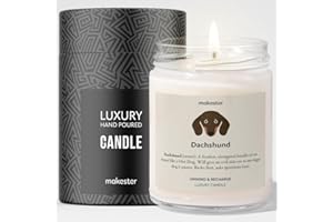 Dachshund Gifts - Luxury Soy Wax Candle - Vanilla, Jasmine, Sugared Almond - Makester