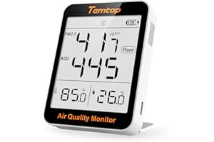 Temtop Monitor jakości powietrza PM2.5 Monitor AQI miernik temperatury i wilgotności detektor do domu biura lub szkoły zasilanie bateryjne odpinany uchwyt magnetyczny przenośny tester jakości powietrza 4 interwały odświeżania
