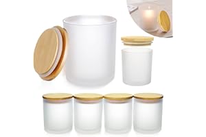 OXTXO 6 Stück Kerzengläser-Kerzenglas mit Luftdichten Bambusdeckel für die Herstellung von Kerzen,Leere Kerzengläser für Organisation und Aufbewahrung Konzipiert，Bulk Clean Kerzenbehälter (Weiß)
