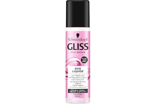 Schwarzkopf - Gliss - Lait Démêlant Express - Soie Liquide Gloss - Flacon 200 ml Lot de 2