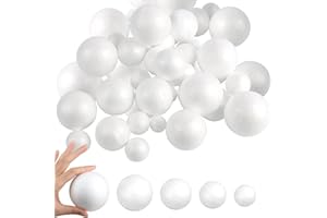 Unfuntly 100 Stück Schaumball basteln 5 Größen, Bastelschaumkugeln, feste Kugeln, Styroporkugeln für DIY-Kunsthandwerk, Schulprojekte, Haushalt, Weihnachten, Ostern, Partydekoration (100)