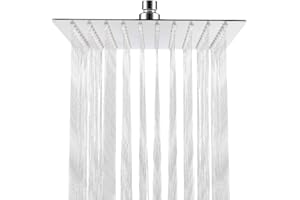 HAUSPROFI Rain Shower Head 8 inch Large Top Spray Square Showerhead 304 Stainless Steel Ultra Thin Powerful High-Pressure Bathroom Easy Installation Lush Shower Experience