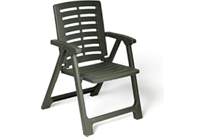 Sunlit Haven 'Rexi' Folding Garden Chair with Arms, Green - Lightweight & Durable, Comfortable Armrests - Convenient Foldable Design, Easy-to-Clean - Ideal for Garden, Patio, Outdoor Relaxation