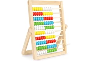 REATOWROL EliteMill Rechenschieber Rechenrahmen Kinder, Grundschule Abakus Lernspiele mit 100 Bunte Perlen Holz Grundschule Rechenschieber Mathematik Aufklärung Spielzeug für Kinder