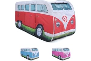 BOARD MASTERS Volkswagen VW Kids Pop UP Tent Titan Red Carpas y cenadores para Patio, Fibra de Vidrio, Multicolor, Único