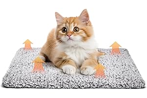 Nobleza Self Heating Cat Bed, Soft Warm Self Heating Pet Pad, Safe Thermal Self Heated Dog Blanket, Cat Heat Pad Cushion Washable, Self Warming Dog Bed Mat for Indoor Cats Kitten Puppy, 50x40cm