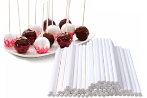 Fenglin-joy Bastoncini per Lecca Lecca, 100pcs Cake Pops in Carta 10cm * 3,5 Cake Pop Sticks Cake Sticks per Caramelle, Cottura Fai da Te, Decorazione della Torta (Bianco)