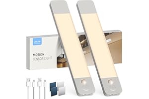 LROLTEF Luce LED Sottopensile Cucina 20CM 1100mAh 4000K Luci con Sensore di Spostamento Sensore di Movimento Armadio Lampada Dimmerabile per Cucina Scale Soggiorno Camere da Letto 2P