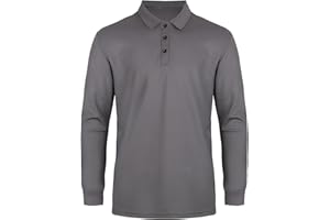 AMZSPORT Polo para Hombre Transpirable Manga Larga Camiseta de Golf Deporte Casual con 3 Botones para Trabajo y Exteriores