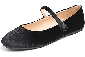 Feversole Women's Mary Jane Fashion，Scarpe Basse Classiche da Donna Décolleté Eleganti Mary Jane con Fibbia Morbida Scarpe da Ballo per Velvet per Donna
