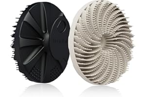 BEAUTAIL Lot de 2 brosses à récurer en silicone exfoliantes douces pour le bain et la douche pour homme et femme, peau sensible, design innovant en luffa pour bien mousser, poignée antidérapante (noir