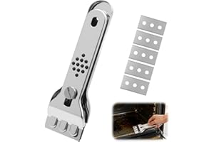 EDDRFY Oven Scraper Tool with 5 Replacement Blades, Hob Scraper for Glass Hob Non Scratch, Stainless Steel Ceramic Hob and Oven Cleaning Tool, Safe Blade Scrapers for Grease and Burnt Residue