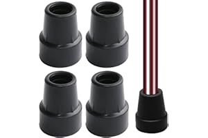 JOYIAL 4 Stück Gummipuffer für Wanderstöcke, Walking Stöcke Gummipuffe, 19mm Gehstock Gummipuffer, Krücken Gummi Wanderstock Aufsätze Universal für Trekkingstöcke Asphalt Kies Berge Wandern(Schwarz）