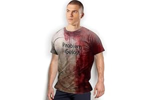 STFYUG Problem Gelöst Shirt, Problem Gelöst Halloween T-Shirt, Casual Rundhalsausschnitt Blutspritzer Muster Oberteile, Hemd Entsetzen Blutig Bedruckt Kurzarm