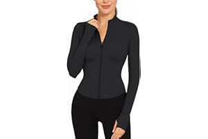 EIISSION Giacca Donna Felpa Donna Con Zip Abbigliamento Palestra Giacca Sportiva con passanti per i pollici Set Sportivo Yoga Giacche Nero Bianco