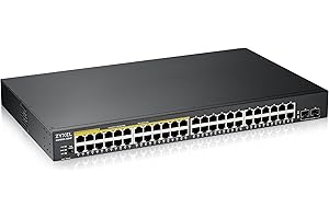 Zyxel 48-Port Gigabit PoE Switch | Smart Managed | Rackmontage | 48 PoE+-Ports mit einem Budget von 170 W und 2 SFP-Ports | VLAN, IGMP, QoS [GS1900-48HP]