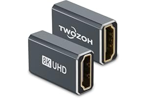 Twozoh Złącze HDMI 8K (2-pak), HDMI 2.1 adapter żeński do żeńskiego, złącze HDMI 48 Gb/s HDMI przedłużacz obsługuje 8 K@60 Hz, 4 K@144 Hz 1080p