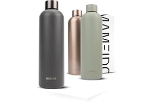 MAMEIDO Butelka do picia ze stali nierdzewnej, 750 ml, 500 ml i 1 l – szczelna butelka termiczna, nadaje się do napojów gazowanych, nie zawiera BPA, termos gorący przez 12 h i zimno przez 24 h (carbon