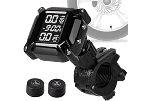 ESLOYSUN Motorcycle TPMS Système de Surveillance de la Pression des pneus, TPMS Rechargeable par USB pour Moto avec 2 capteurs externes Écran LCD numérique 1,5", TPMS pour Moto à Deux Roues