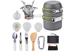 Pardarsey Camping Cookware Mess Kit 1-2 Person / 2-3 Person,Folding Knife and Fork, Portable Pan and Pan Set, Hiking for Picnic and Camping