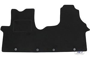 J&J AUTOMOTIVE | Tapis De Sol Noir Velours sur Mesure pour Trafic Depuis 2014, Base Antidérapante, Renforcée dans la Zone de la Pédale