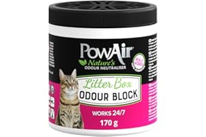 PowAir Litter Box Odour Block - 24/7 Cat Litter Odour Eliminator - Natural, Pet Safe, Essential Oils Formula (170g)