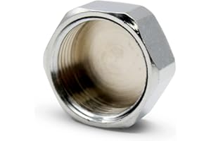 DOJA Barcelona | Tapon Obturador Hembra | Rosca Interna | Tapa Ciega Hexagonal 1/2’’ | en Laton Cromado | Tapones para Tubos Desague Lavabo, Radiadores, Agua con Gas, Llaves de Tubo, Grifo Jardin