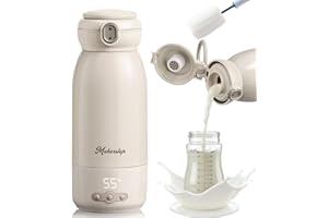 MAKERSTEP Chauffe biberon nomade,Peut être chauffé, maintenu au chaud et stérilisé,Chauffage rapide en 3 minutes,Grande Capacité de 500ml,Grande batterie de 10400 mAh,Eau, lait,brosse de nettoyage gratuite